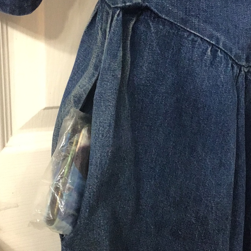 PV Rich Vintage Sz 5 Maxi/Midi Denim Prairie Style Drop Waisted Buttoned Dress. - Picture 5 of 7
